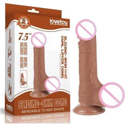 Фаллоимитатор LoveToy Sliding-Skin Dual Layer Dong 7.5" Brown: Назначение Вагинальные
