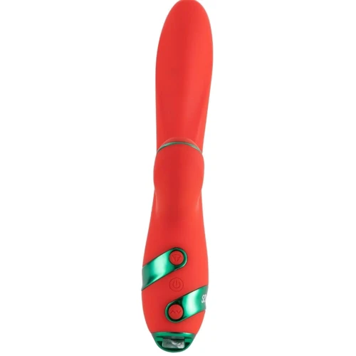 Вибратор-кролик с флоггером LOCKINK Sevanda Whip Vibrating Massage Wand - Red & Green: Назначение Вагинальные