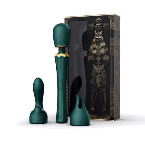 Вібромасажер з насадками Zalo - Kyro Wand Turquoise Green: Тип управління кнопкове