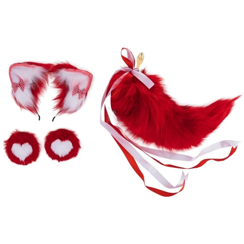 Набор с анальной пробкой с хвостом LOCKINK Sevanda Red Vixen Set with Pear-shape Plug
