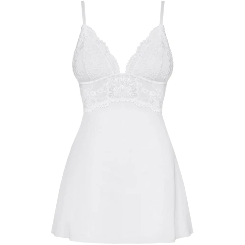 Бебі-дол зі стрінгами Obsessive 810-BAB-2 babydoll & thong white S/M: Вид Комплекты
