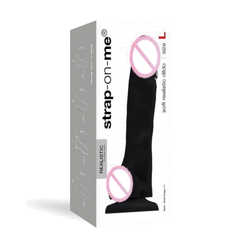 Реалистичный фаллоимитатор Strap-On-Me SOFT REALISTIC DILDO Black - Size L: Тип Реалистичные