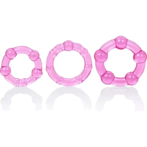 Набор эрекционных колец California Exotic Novelties Transparent Island Rings, 3 шт (розовый): Цвет розовый