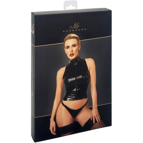 Топ Noir Handmade F324 Glam wetlook top with vinyl corset Вlack, M: Країна-виробник товару Польша
