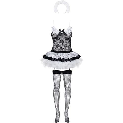 Костюм горничной Obsessive Housemaid L/XL: Декор Рюши, Бант