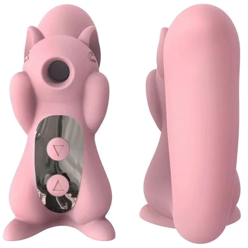 Вакуумний стимулятор з вібрацією KissToy Miss UU Pink, іграшка 2-в-1