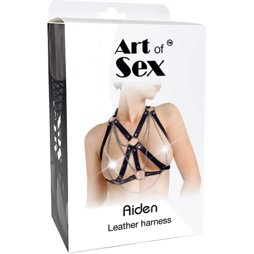 Женская портупея Art of Sex - Aiden Leather harness (черный, XS-M): Вид Портупеи