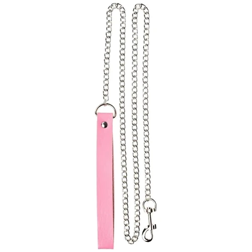 Повідець PU Leather Leash Black, SKN-AS24 Pink