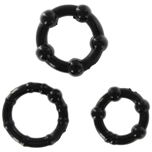 Набір із 3 шт ерекційних кілець Toy Joy STAY HARD - Three Rings BLACK (35500-BLACK)