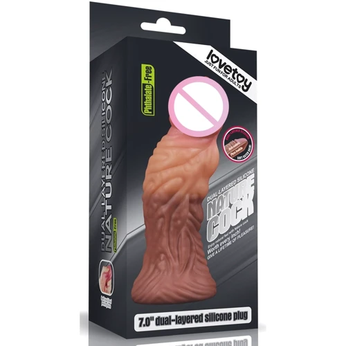 Фаллоимитатор LoveToy Dual-Layered Silicone Nature Cock 7" Brown: Диаметр, см 5.5