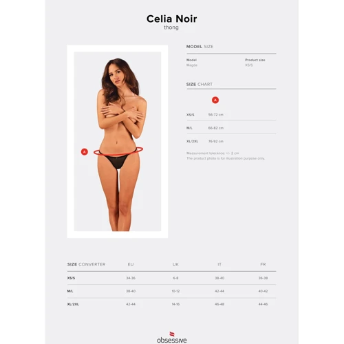 Трусики стринги Obsessive Celia Noir black XS/S: Узор Однотонный