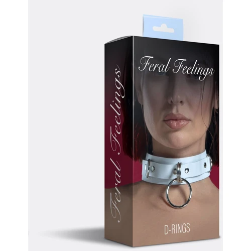 Нашийник для фіксації з натуральної шкіри Feral Feelings - D-Rings White: Виробник Feral Feelings