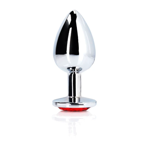 Металлическая анальная пробка Ouch! Heart Gem Silver - Ruby Red, S фото 6