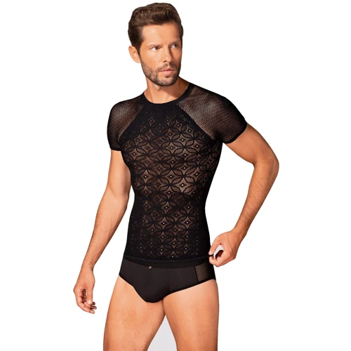 Мужская эротическая футболка Obsessive T102 black S/M/L