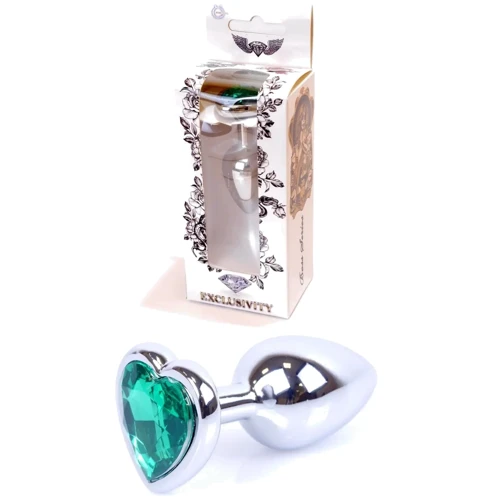 Анальная пробка с кристаллом BOSS of TOYS Boss Series - Jewellery Silver Heart PLUG Green S, BS6400051