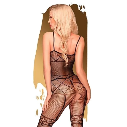 Бодистокинг с чулками и геометрическим рисунком Penthouse - Firecracker Black XL: Вид Бодистокинг