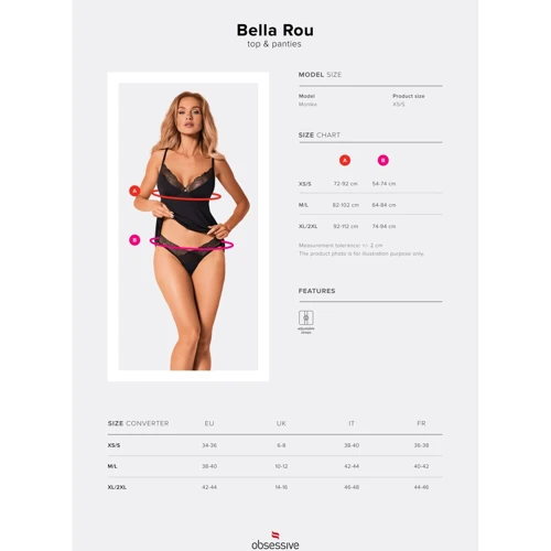 Комплект: топ с трусиками Obsessive Bella Rou black M/L: Для кого Для женщин