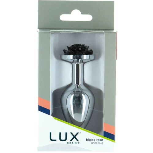 Металевий анальний затор LUX Active з трояндою - Rose Anal Plug - Black, віброкуля в подарунок: Для кого Унисекс