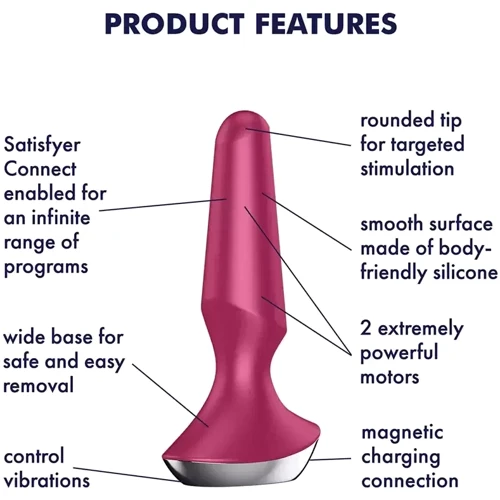 Анальная смарт-пробка Satisfyer Plug-ilicious 2 (малиновая): Материал Силикон