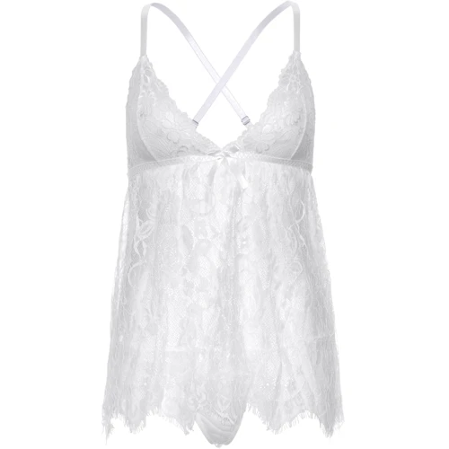 Пеньюар Leg Avenue Floral lace babydoll & string White S: Декор Кружево