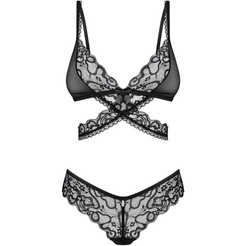 Комплект Obsessive Blomentis 2-pcs set XS/S: Декор Кружево, Бант