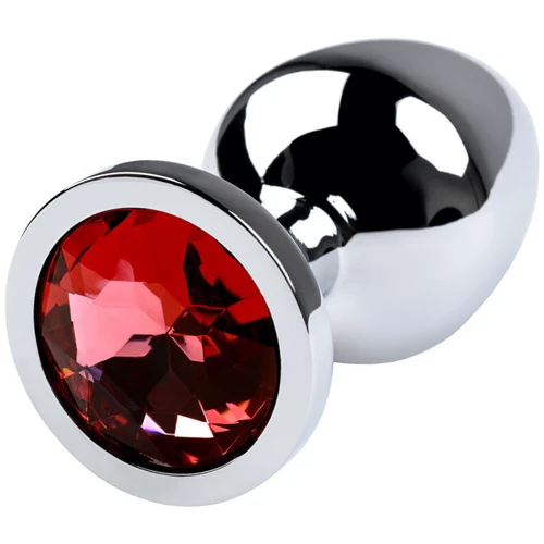 Анальна пробка із кристалом Metal By Toyfa Silver Anal Plug Ruby фото 6