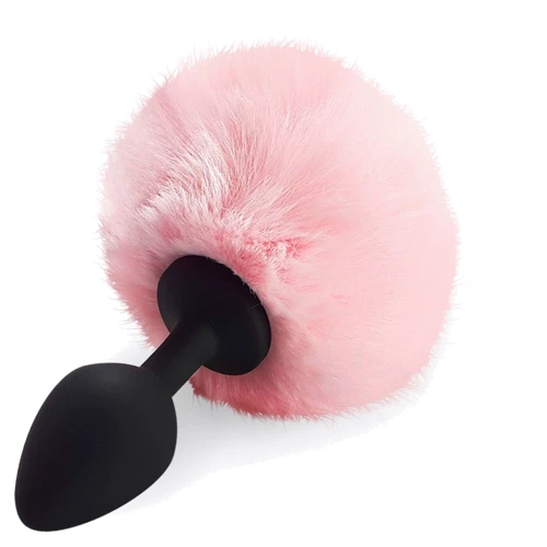 Силиконовая анальная пробка М Art of Sex - Silicone Bunny Tails Butt plug, розовый