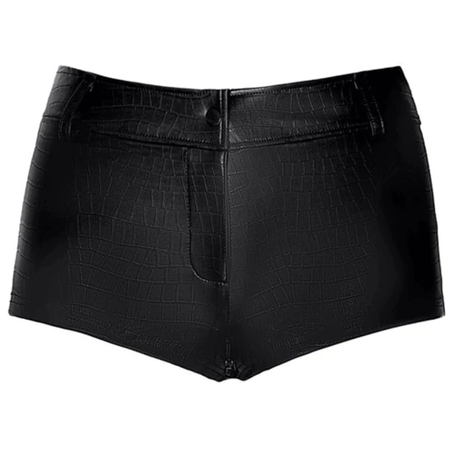 Шортики Noir Handmade F318 Wild crocodile printed wetlook shorts Вlack, S: Декор Молния