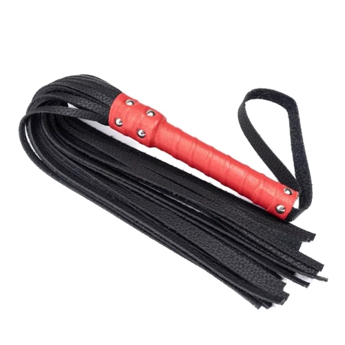 Флогер із комбінованої шкіри Flirty COMBO Leather - Black & Red, BM-00031: Колір черный