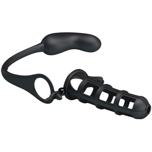 Насадка на член со стимулятором простаты LYBAILE Pretty Love Hercules Penis Sheath Black фото 6