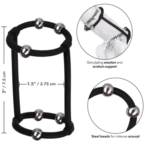 Кольцо на член California Exotic Novelties - Beaded Silicone Enhancer Cage: Цвет черный