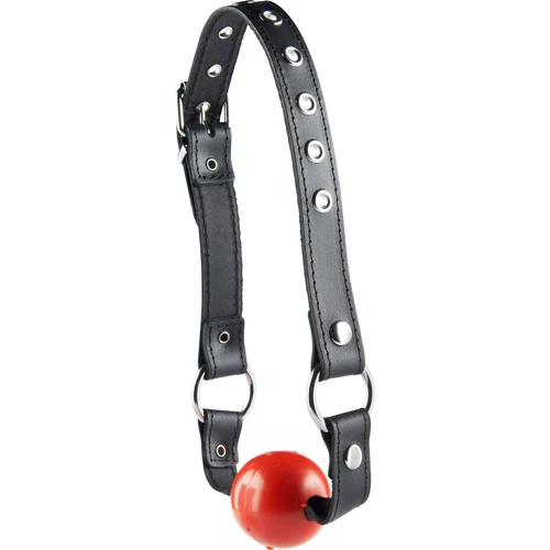 Кляп на кожанном ремне Ball Gag Normal, красный: Цвет красный