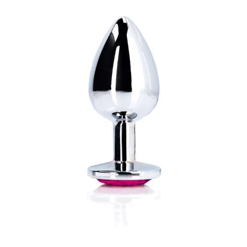 Металлическая анальная пробка Ouch! Heart Gem Silver - Rubellite Pink, S: Тип Анальные пробки