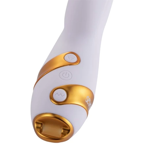 Вибратор-кролик с флоггером LOCKINK Sevanda Whip Vibrating Massage Wand - White & Golden: Тип и форма Кролик