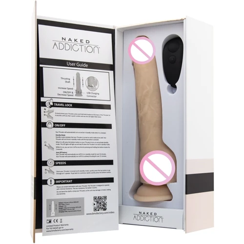Фаллоимитатор с пульсацией Naked ADDICTION Dominic 9″, пульт ДУ: Тип Реалистичные