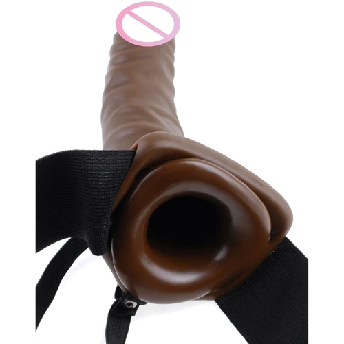 Полый страпон с вибрацией Fetish Fantasy Hollow Strap On 8&quot;, 20x4,5 см, коричневый: Тип крепления На ремешках