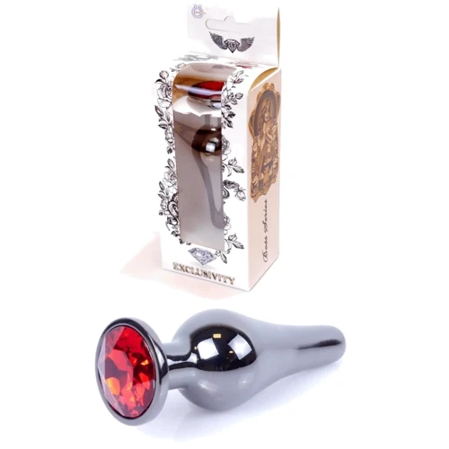 Анальная пробка с кристаллом BOSS of TOYS Boss Series - Jewellery Dark Silver BUTT PLUG Red, BS6400055