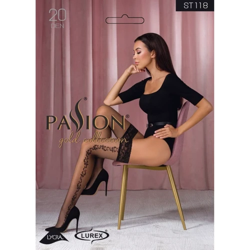 Чулки Passion ST118 1/2 черные, на ажурной силиконовой резинке, с боковым вертикальным рисунком: Для кого Для женщин