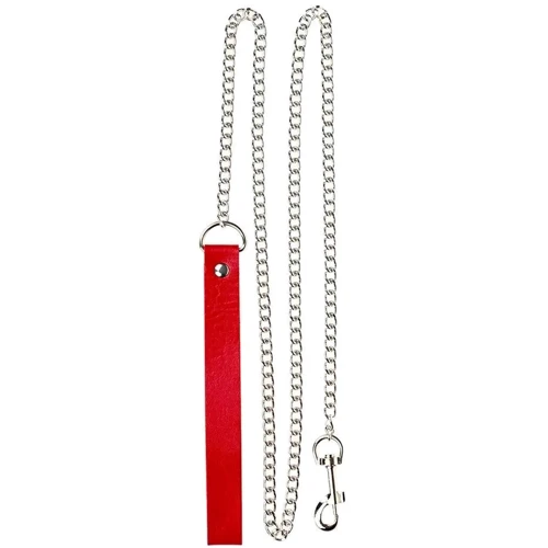 Повідець PU Leather Leash Black, SKN-AS24 Red