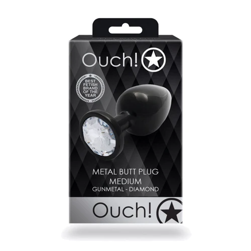 Металевий анальний затор Ouch! Heart Gem Gunmetal - Diamond, S фото 6