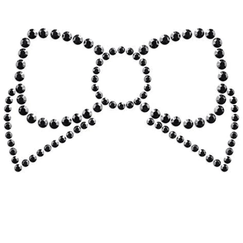 Прикраси для грудей зі стразами Bijoux Indiscrets MIMI Bow (чорний): Вид Прикраси
