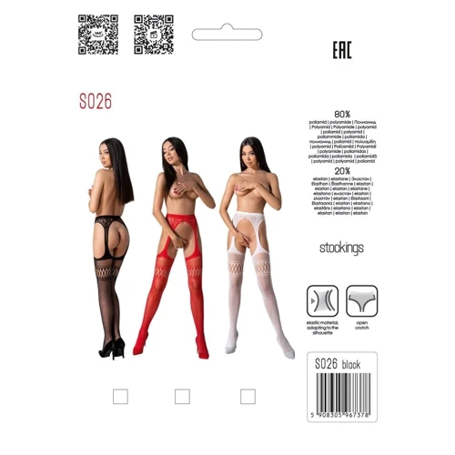 Еротичні колготки-бодістокінг Passion S026 black: Декор Без декора