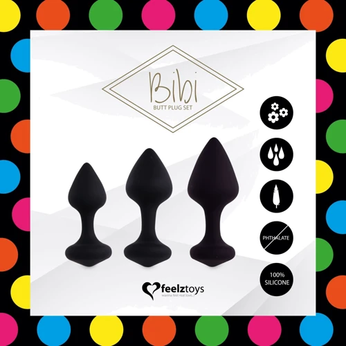Набор силиконовых анальных пробок FeelzToys - Bibi Butt Plug Set 3 pcs Black: Тип Анальные пробки