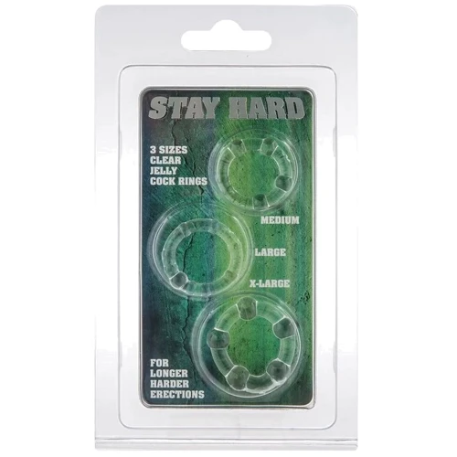 Набор из 3 шт эрекционных колец STAY HARD - Three Rings Clear, 3000004358