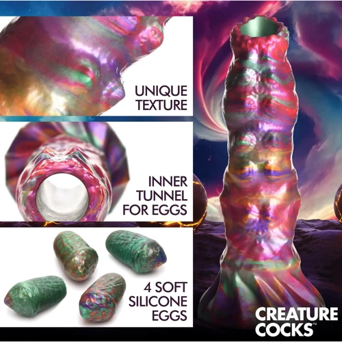 Фантазийный фаллоимитатор инопланетянина с 4 личинками-яйцами Creature Cocks Larva Silicone Ovipositor Dildo: Наличие вибрации Нет