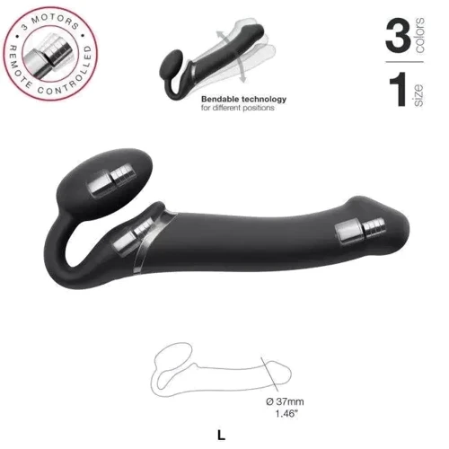 Безремневой страпон с вибрацией Strap-On-Me Vibrating Black L: Тип Двухсторонние
