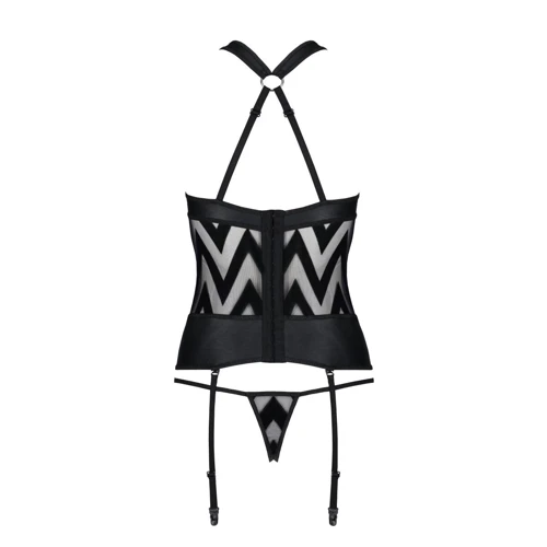 Сетчатый комплект с узором Hima Corset black L/XL - Passion: Вид Комплекты