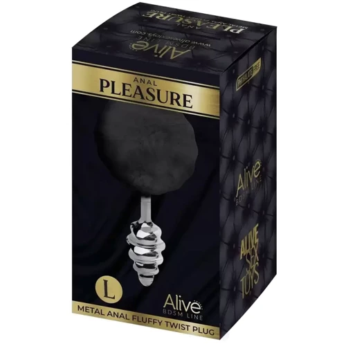 Металлическая анальная пробка Кроличий хвостик Alive Fluffly Twist Plug L Black: Тип Анальные пробки