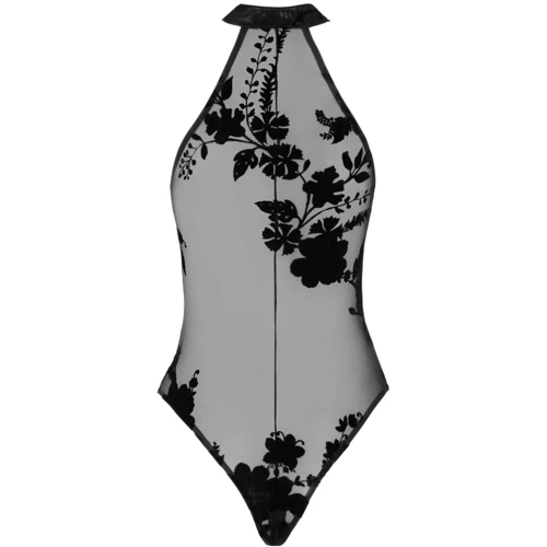 Боди Noir Handmade F314 Ego flocked mesh halter bodysuit Black, M: Вид Боди