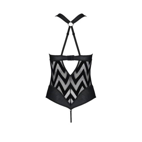 Сетчатый боди с халтером и ритмичным рисунком Hima Body black XXL/XXXL - Passion: Вид Боди